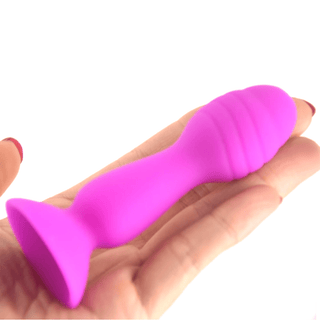 This is an image of the small anal dildo with a ribbed tip and flared base for safe play.