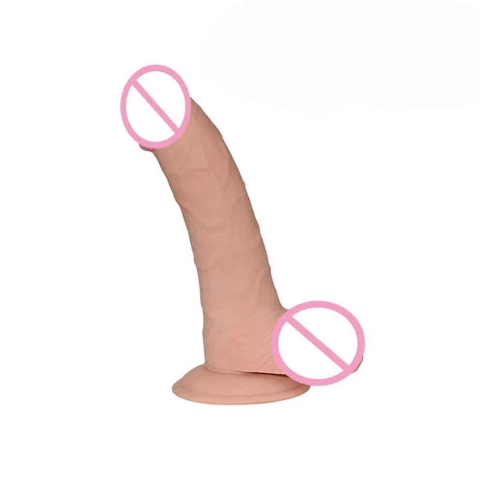 Pictured here is an image of Thicker Vag Massager 8 Inch Textured Dildo with lifelike veins for a pleasurable massage.