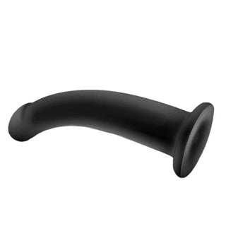 Take a look at an image of Smooth 6 Inch Black Dildo With Suction Cup capable of standing tall with suction action for versatile play.