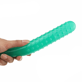 This is an image of the Green TPE Dildo, offering studded shafts for vaginal stimulation and G-spot pleasure.