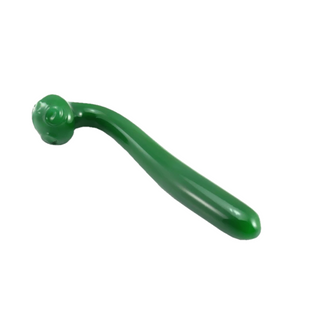 Green dildo made of shatter-proof borosilicate glass for firm and intense toe-curling strokes.