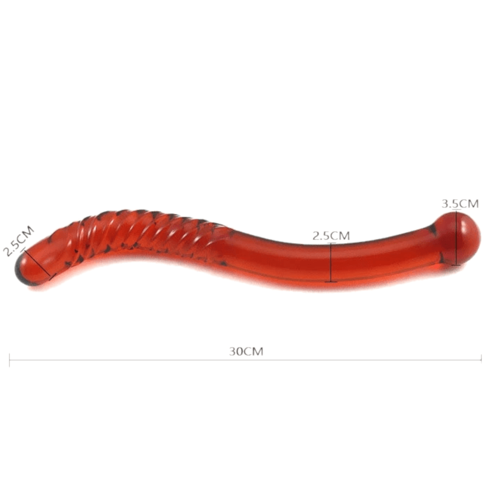 Durable and sturdy glass dildo with beaded design for distinctive stimulation.