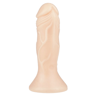 What you see is an image of colorful jelly-like realistic silicone 4.73 inch small dildo in flesh color