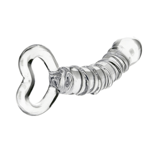 Observe an image of Crystal Clear 7 Inch Glass Dildo made of high-quality glass for smooth insertion and easy cleaning.