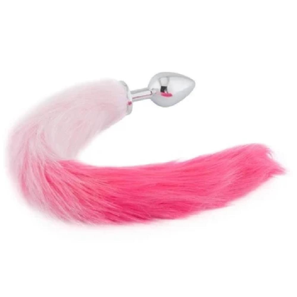 You are looking at an image of Flirty Fox Tail Cat Tail 16 Inches Long Plug crafted from durable stainless steel for a hygienic and body-safe experience.