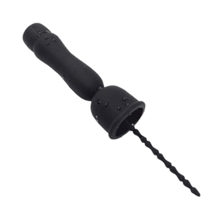 Displaying an image of a 16-Speed Rotating Vibration Penis or Urethral Plug with bead-like texture designed for unprecedented pleasure.