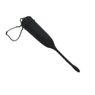 This is an image of the vibrating black urethral/penis plug, 0.20-inch diameter, ensuring a snug fit for maximum pleasure.