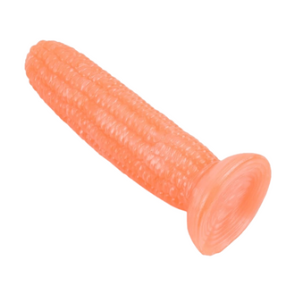 Erotic 7 Inch Corn Dildo With Suction Cup in unique corn shape and orange color.