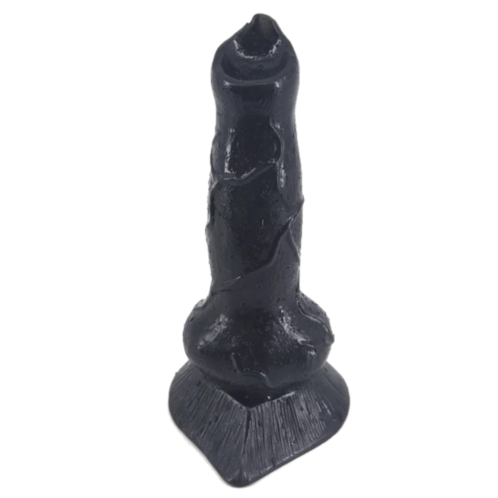 Observe an image of Colored Knotted Dildo Animalistic Stimulation Silicone Dog Dildo with realistic veiny shaft for vaginal or anal pleasure.