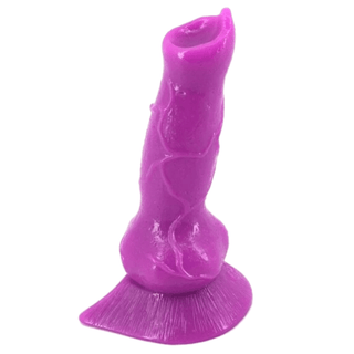 Featuring an image of Colored Knotted Dildo Animalistic Stimulation Silicone Dog Dildo in purple color, 7.28 long and 2.68 thickest width.