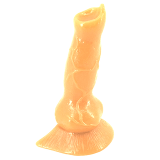 This is an image of Colored Knotted Dildo Animalistic Stimulation Silicone Dog Dildo in flesh color, 7.28 long and 1.57 thinnest width.