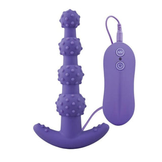 Observe an image of Beaded and Dotted Silicone Anal Toy 5.71 Inches Long in red color