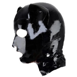 This is an image of Submissive Pooch Latex Hood Pup, a form-fitting latex mask that adapts to facial contours for an immersive role play experience.