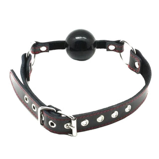 You are looking at an image of Drool Trainer Solid Rubber Ball Gag with a diameter of 1.77 inches.