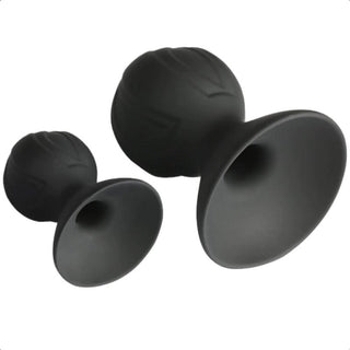 This is an image of Small Badass Stimulator Silicone Nipple Toy in black color, small size: 2.76 inches length, 2.13 inches diameter.