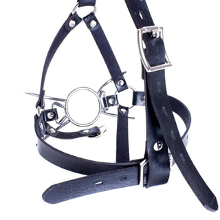 View the Spreader Spider Ring Gag with intricate design featuring a metal spider gag and polished rings for BDSM play.