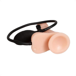 Presenting an image of Meaty Suction Cup Inflatable 10 Inch in flesh color with black pump for satisfying penetration.