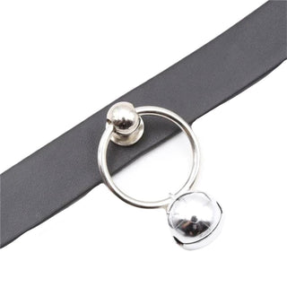 Black PU Leather Puppy Play Collar with adjustable fit and attached leash for control.
