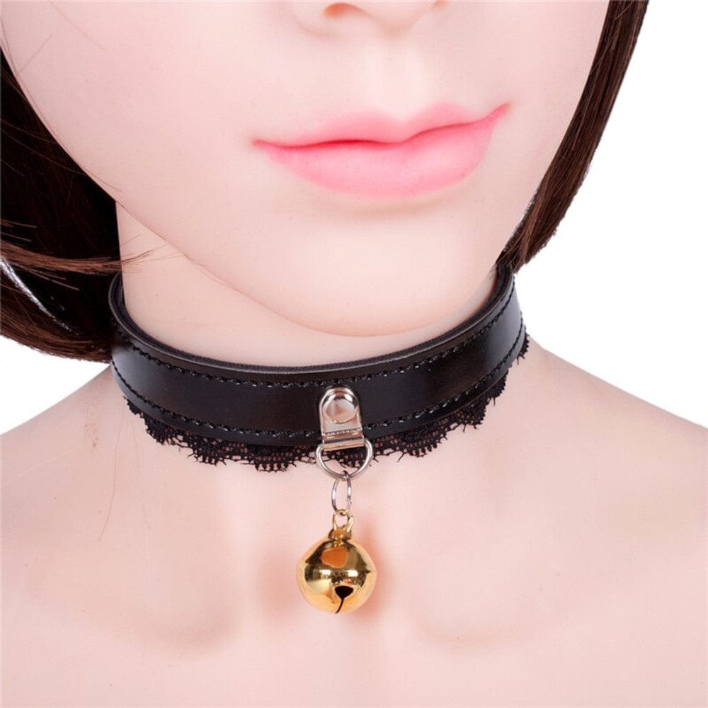 Pictured here is an image of Submission Fetish Tinkerbell Kink Collar for Women, showcasing the elegant lace strap detail for added sophistication.
