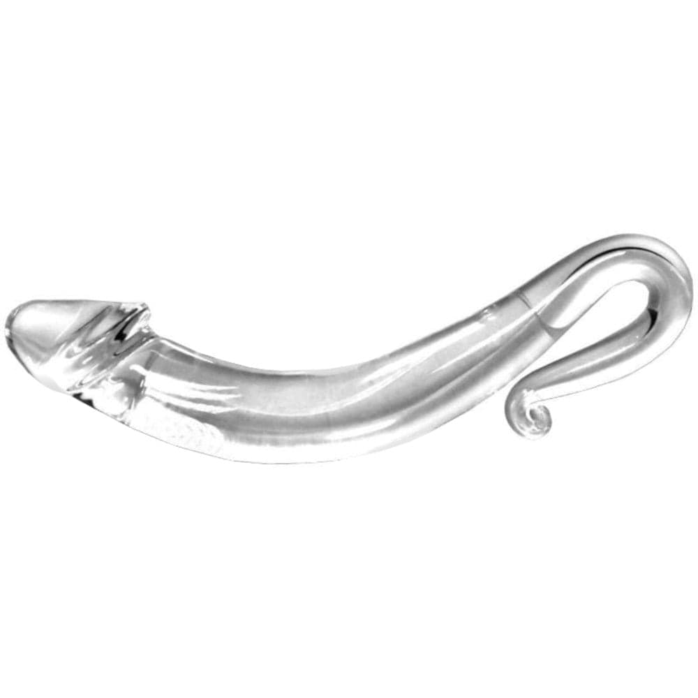 Here is an image of Smooth Tentacle Crystal Curved Glass Dildo G-Spot showcasing its curved shape and sleek design.