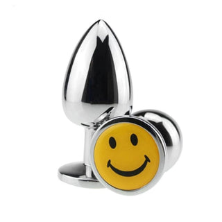 Cute Smiley Stainless Steel Jeweled Butt Plug 2.76" Long Beginner Training Kit