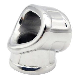 Observe an image of Ejaculation Stretcher Metal Cock and Ball Ring in silver metal, designed for endurance and pleasure.