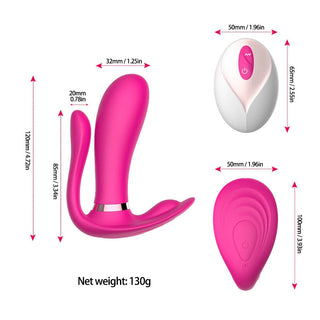 Image of a butterfly vibrator with G-spot massager, ass massager, and clit tickler for pleasure trifecta.