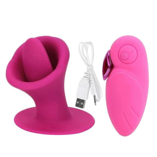 In the photograph, you can see an image of the dimensions of Oral Stimulation Remote Tongue Nipple Toys Clit Vibrator: Length - 4.33 inches, Width - 2.36 inches