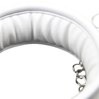White BDSM Toy Fetish Collar And Leash Submissive Slave Leather with adjustable belt