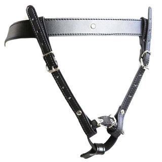 View of Leather Strap on Cock Ring Harness made from high-quality PU Leather for durability.