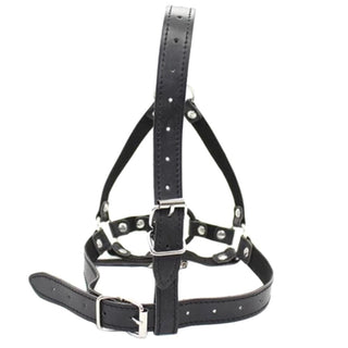 Here is an image of a high-quality PU Leather ring gag harness cushioned with delicate fabric for comfort and durability.