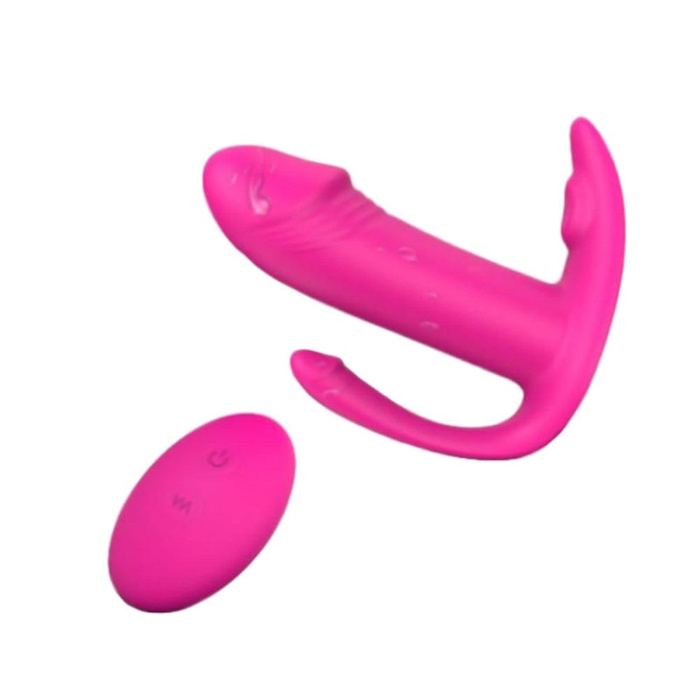 Check out an image of Triple Stimulating Discreet Remote Underwear Wearable Vibrator Butterfly in hot pink color