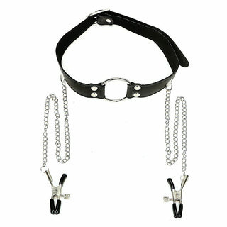 Here is an image of Versatile 3 in 1 Mouth Gag Ring, showcasing adjustable straps and dimensions for comfort and control.