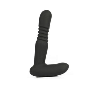 Check out an image of Backdoor Pleasure Remote Dildo Thrusting Vibrating Butt Plug in black silicone material.