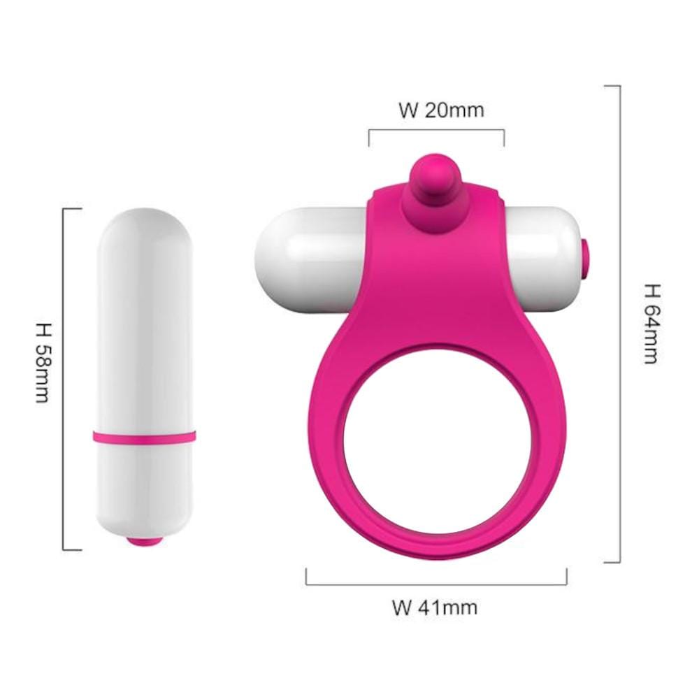 Bullet vibrator love ring in vibrant pink for ultimate pleasure.