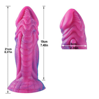 Observe an image of Liquid Silicone 8.3 Inch Monster Dildo Cock, waterproof and ideal for wet play fantasies.
