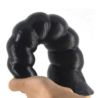 10.04 inch long black dildo with spiral design for erotic massage