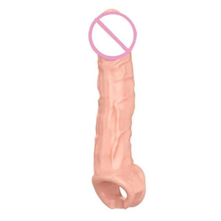 Check out an image of Instant Results Realistic Penis Extension large size, 9.65 inches in length and 1.65 inches in diameter.