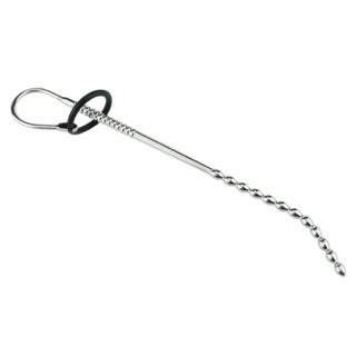 Here is an image of stainless steel urethral plug with beaded texture and threaded end for a secure fit.