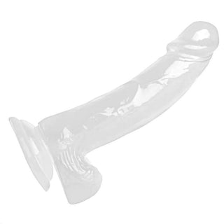 This is an image of Colored Soft Silicone Dildo Jelly 8 Inch With Suction Cup in rose color.