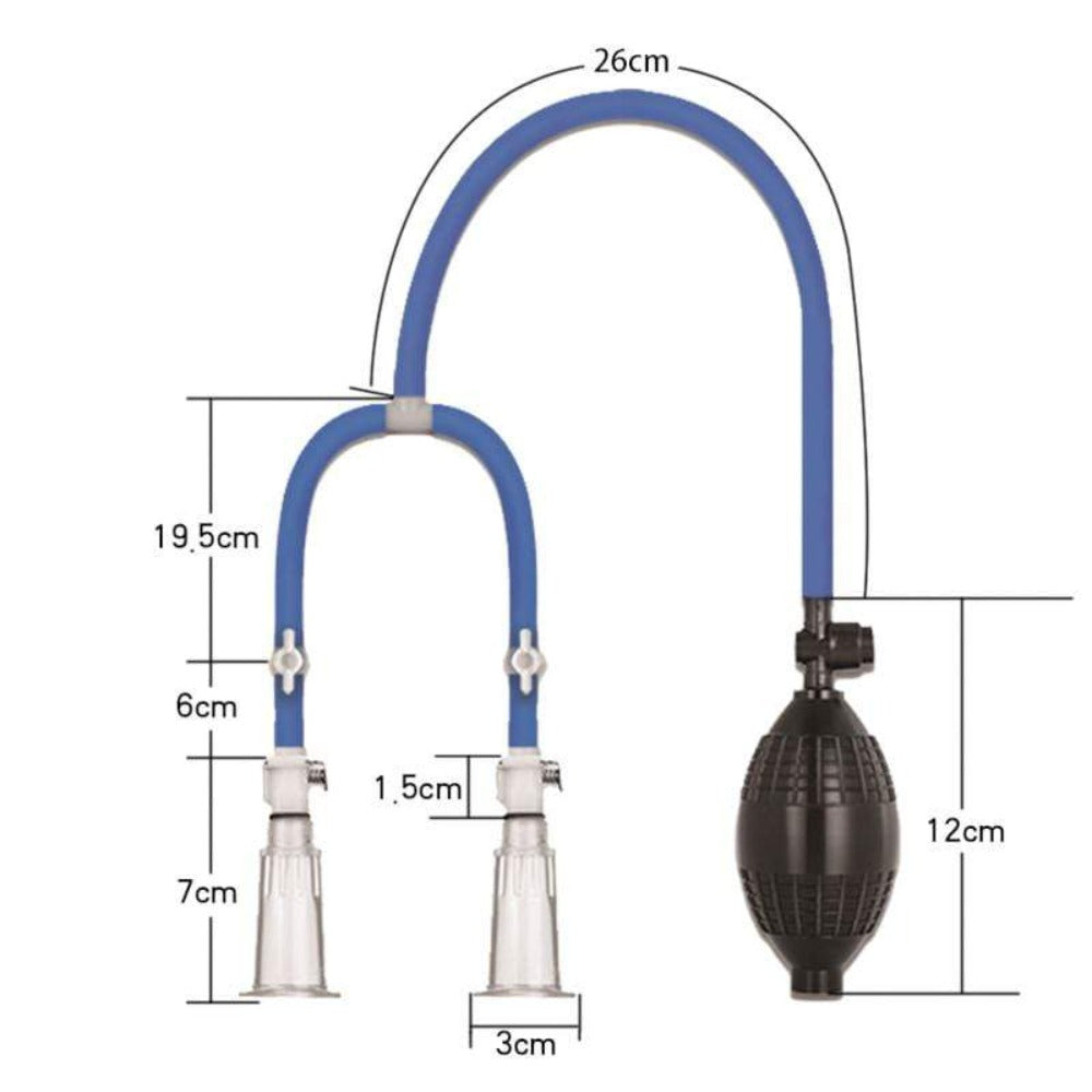 An image showcasing the dual-cylinder design of the Double Stimulator Attack Gay Toy Nipple Pump Suction for double the pleasure.
