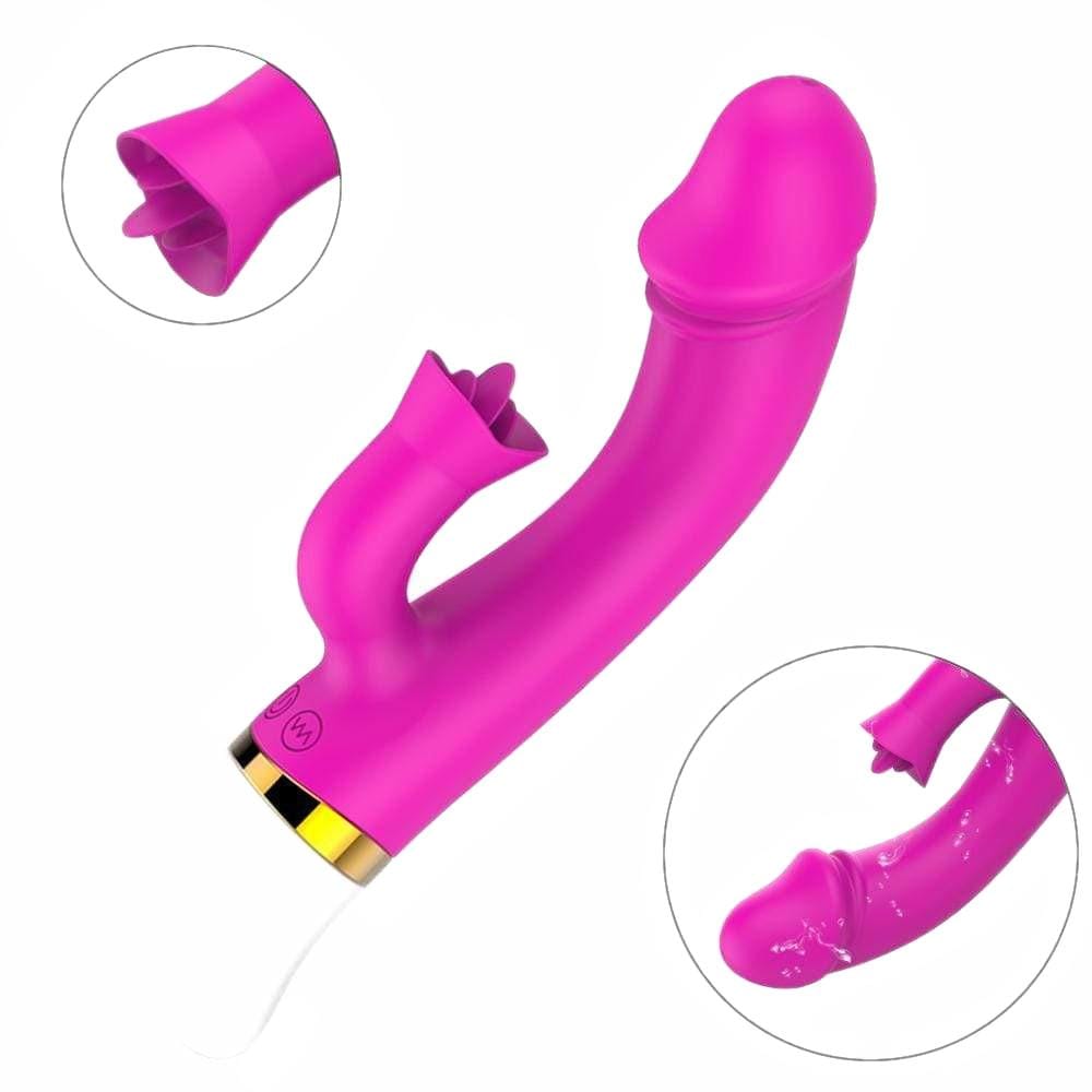 Pulsating Tongue Stimulator Clit Vibe G-Spot Suction in light purple color with USB charging