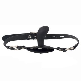 Here is an image of Power Play Silicone Mouth Gag with padlock loop for locking the strap and symbolizing control in play.