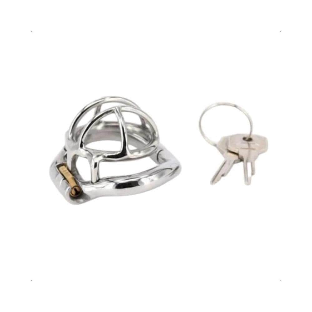 Pictured here is an image of Mr. Shorty Small Steel Flat Chastity Device, crafted from top-quality 304 stainless steel for safety and comfort.