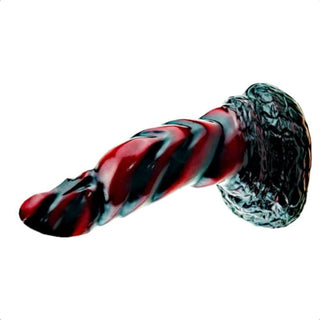 A silicone dragon dildo with a suction cup base for hands-free riding and waterproof for wet and wild adventures.