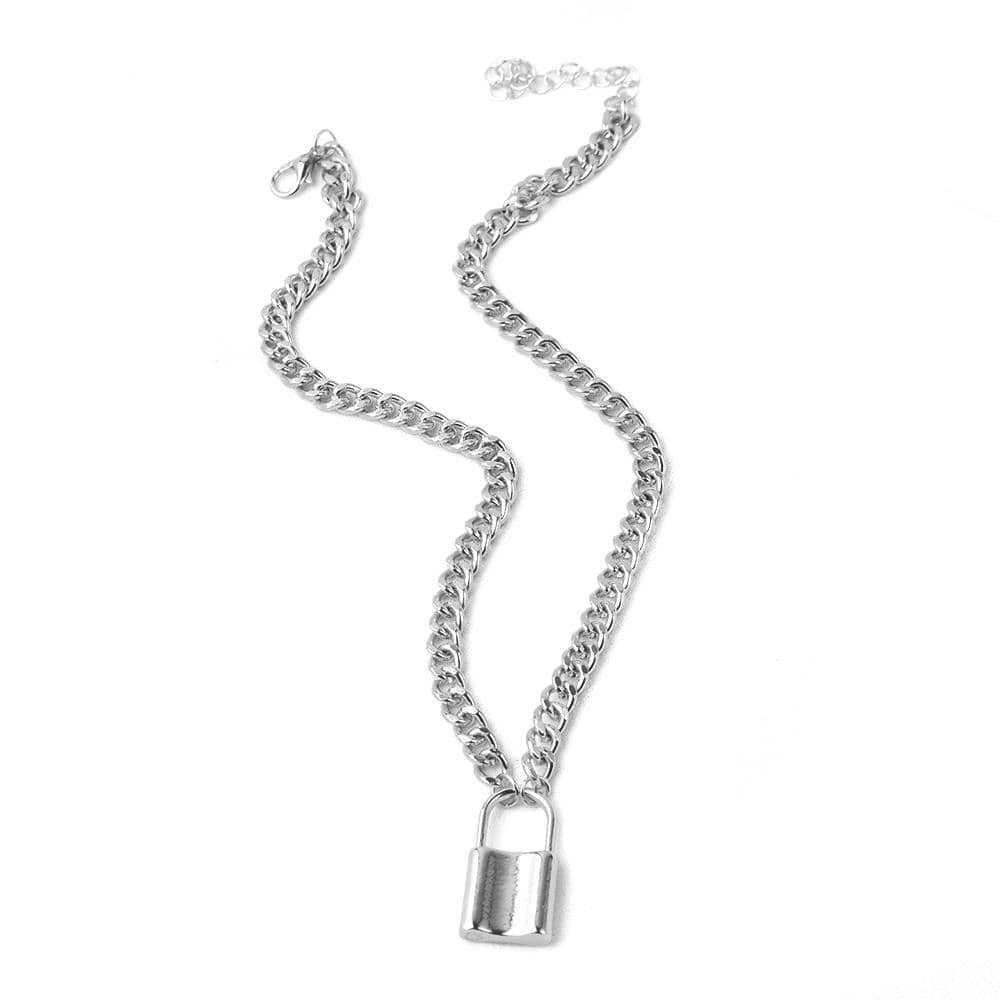 Featuring an image of Locked Up Steel Collar For Women Slave Jewelry Submissive Fetish with padlock pendant, symbolizing commitment and ownership.