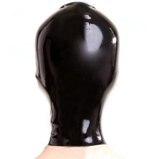View the Slave Humiliation Latex Bondage Mask, a glossy, seductive accessory for intense BDSM scenes, promoting safety and comfort.