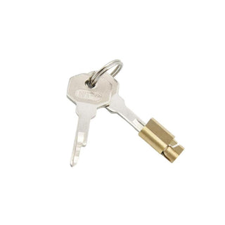 A high-quality stainless steel key and lock set in silver and gold colors, designed for comfort and durability.