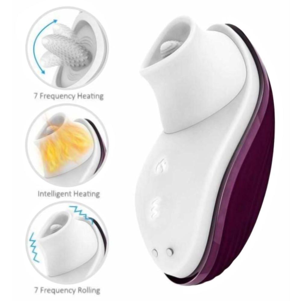 Check out an image of the compact and portable design of the Frisky Purple Nipple Toys for Women Clit Tongue Vibrator Nipple Stimulator