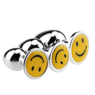 Cute Smiley Stainless Steel Jeweled Butt Plug 2.76" Long Beginner Training Kit